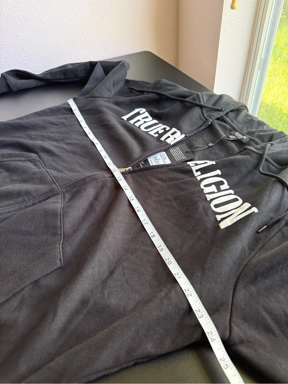 True Religion Mens Hoodie XL Black Zip Up Buddha Full Zip Sweatshirt NWT Jacket